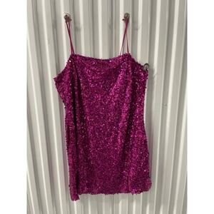 Wild Fable Women’s Tank Lined Sequin Dress Back tie up Side zipper Pink XXL